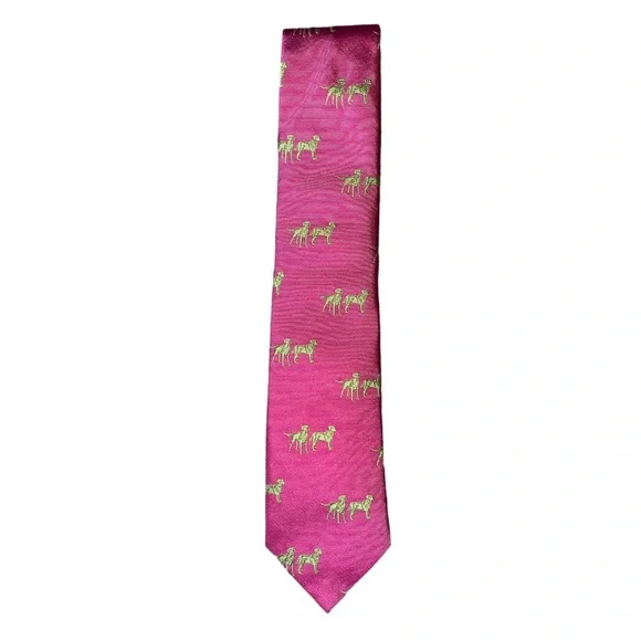 Ben Silver Charleston Silk Woven Lab Motif Tie in Magenta